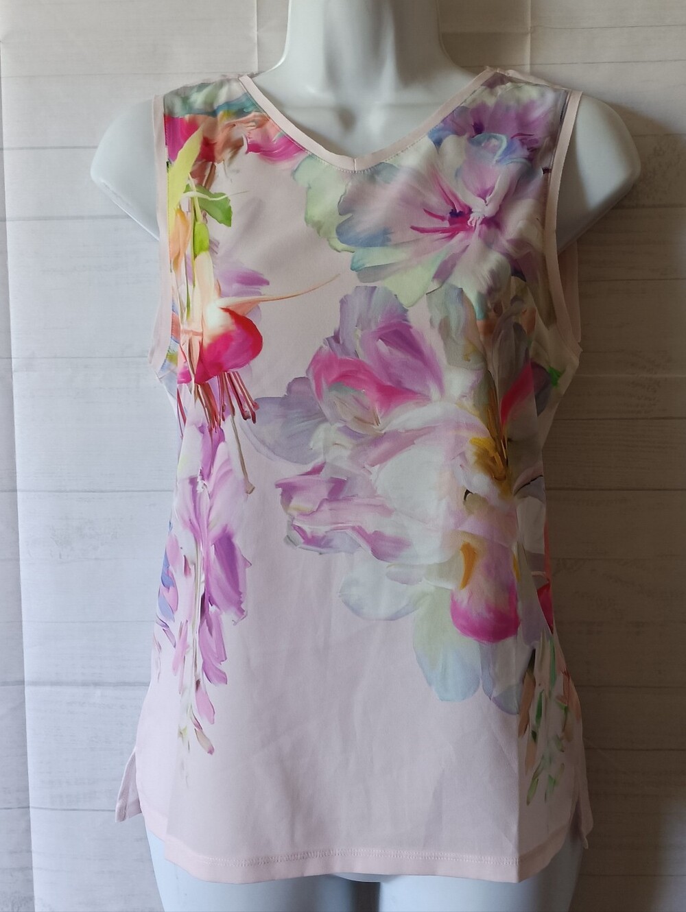 TED BAKER Silky Watercolor Floral Sleeveless Top
